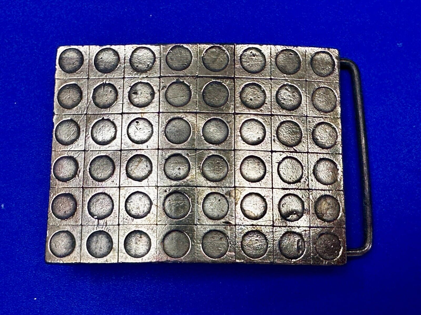 Artisan Metalwork Grid Hole Pattern Hippy Vibe Belt Buckle By Bergamot B-12