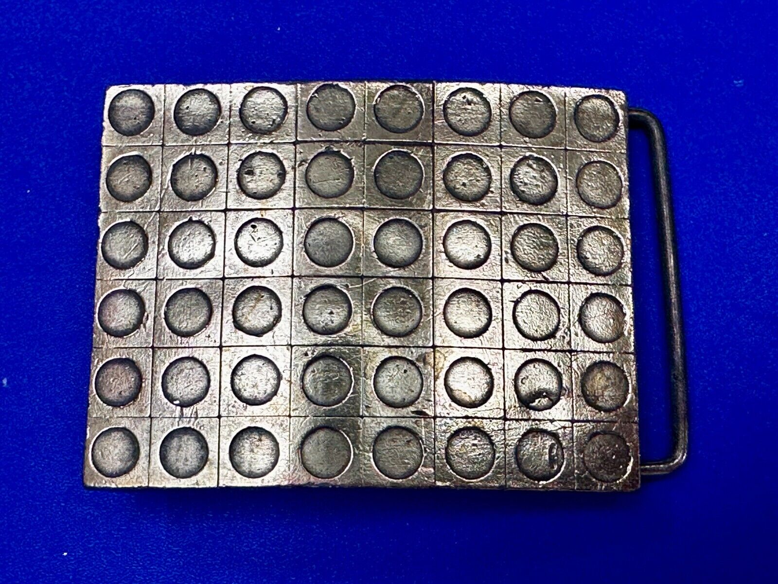 Artisan Metalwork Grid Hole Pattern Hippy Vibe Belt Buckle By Bergamot B-12