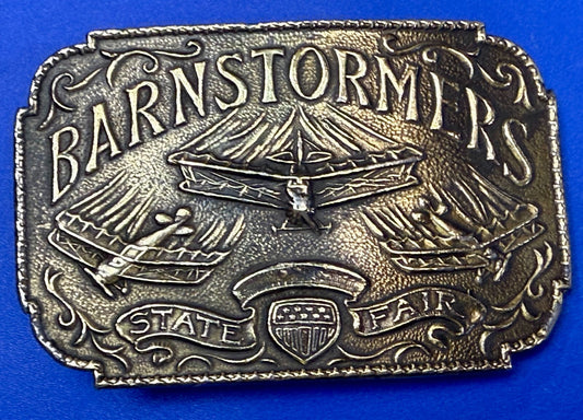 Barnstormers State Fair Show Bi Plane Fixed Wing Aircraft Lewis Belt Buckle