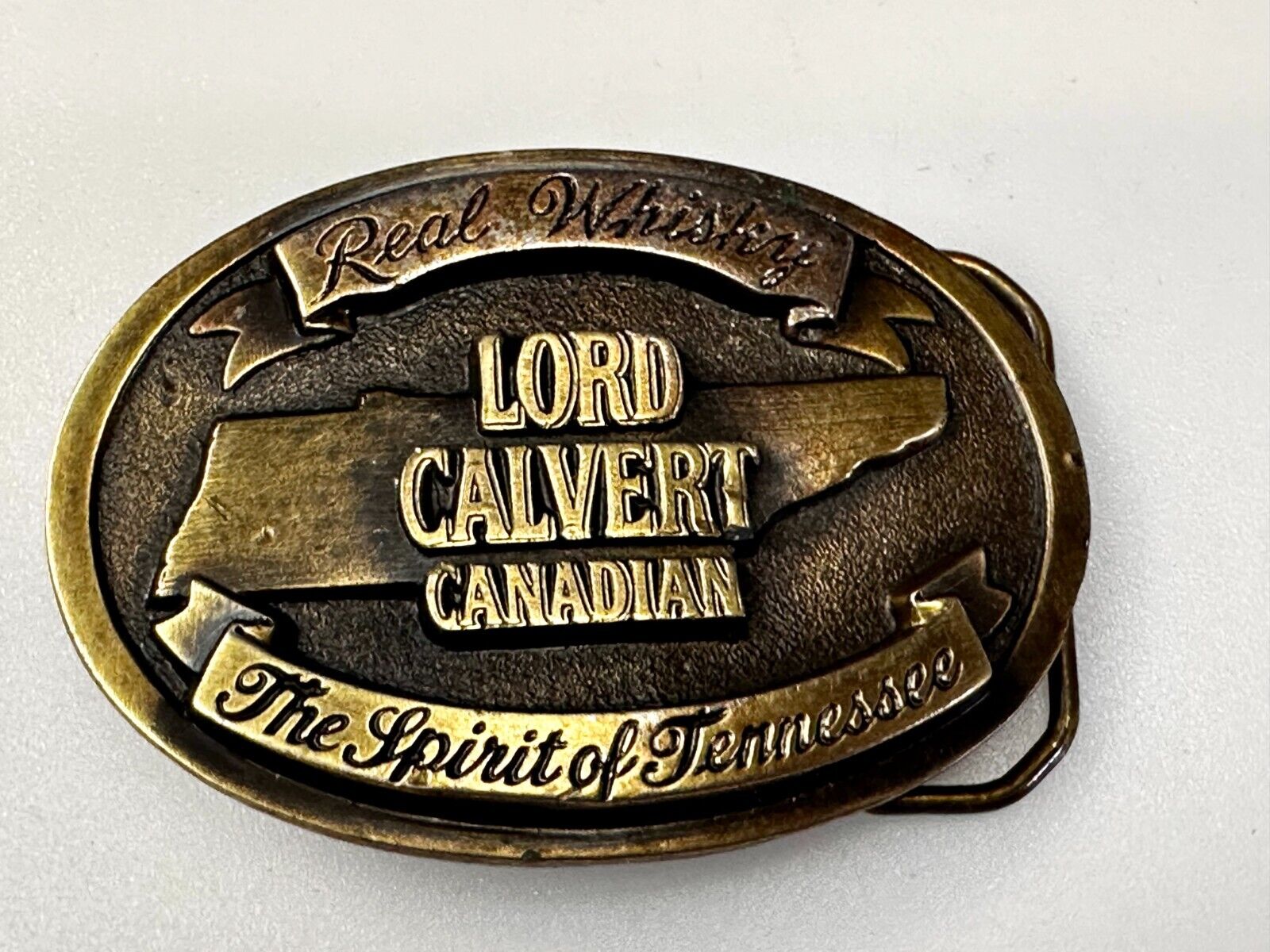 The Spirit of Tennessee  Lord Calvert Real Canadian Whisky Promo Belt Buckle