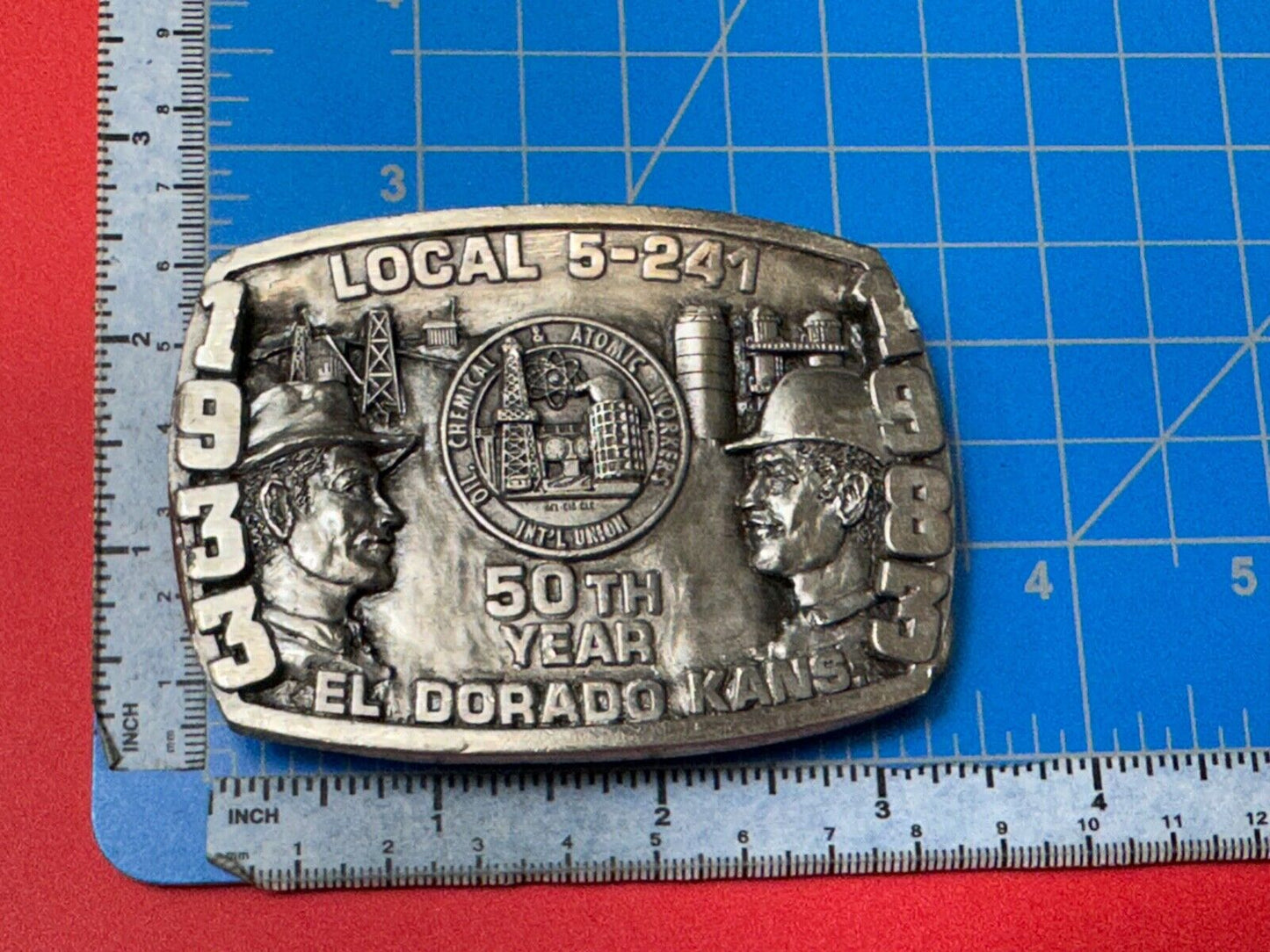 Vintage  1983 El Dorado Kansas Local union 5 241 50th yr celebration belt buckle