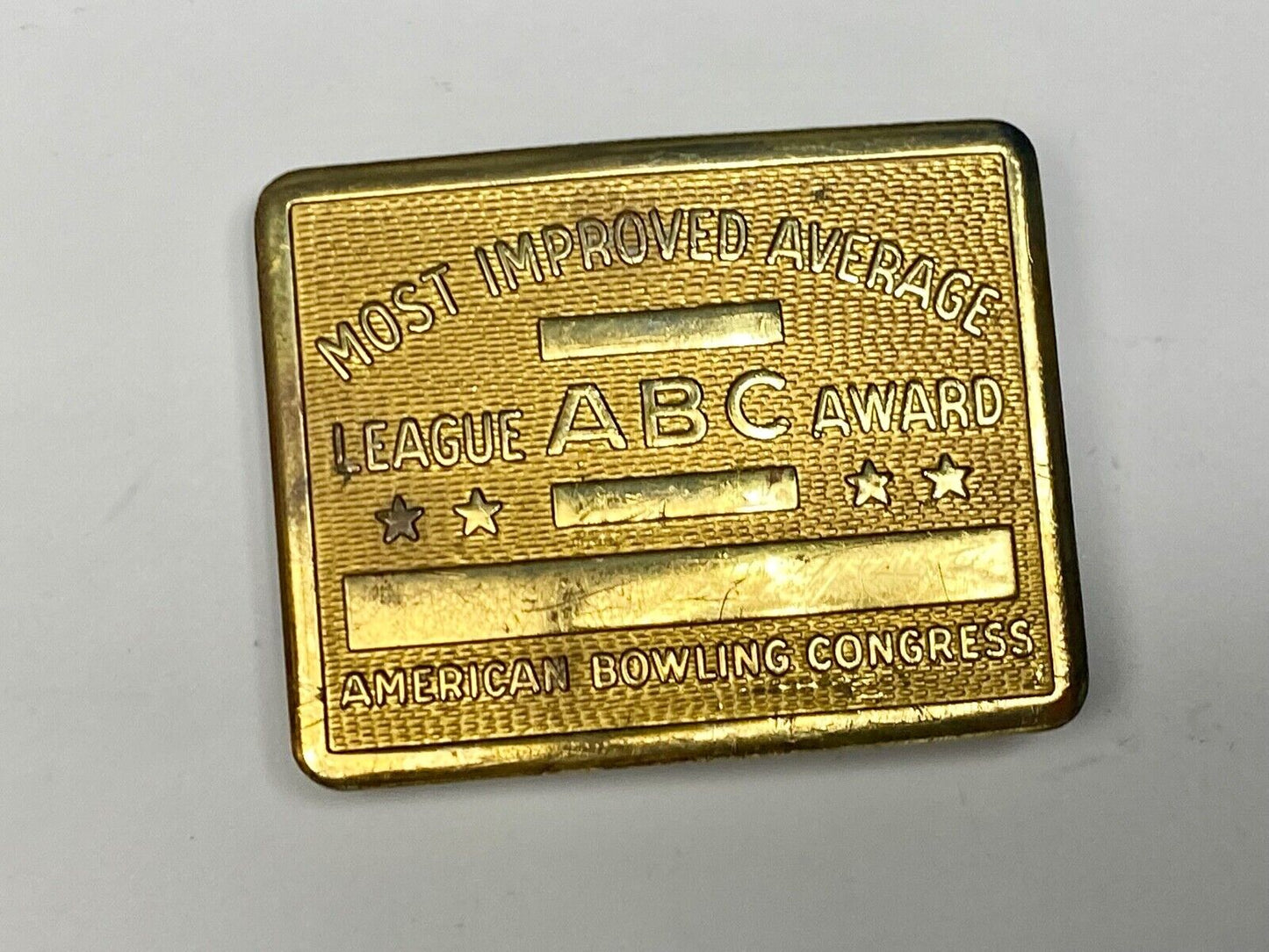 American bowling congress LAEGUE ABC Award most improved Average belt buckle 