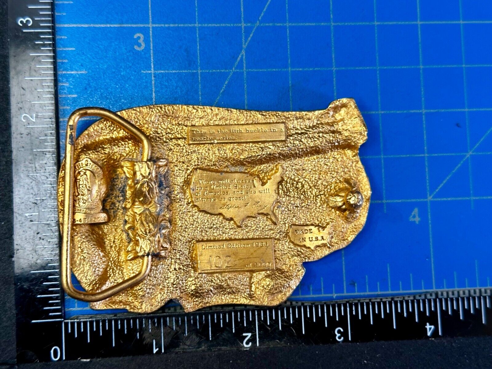 United States of America Liberty States Map Vtg 1986 Commemorative Belt Buckle