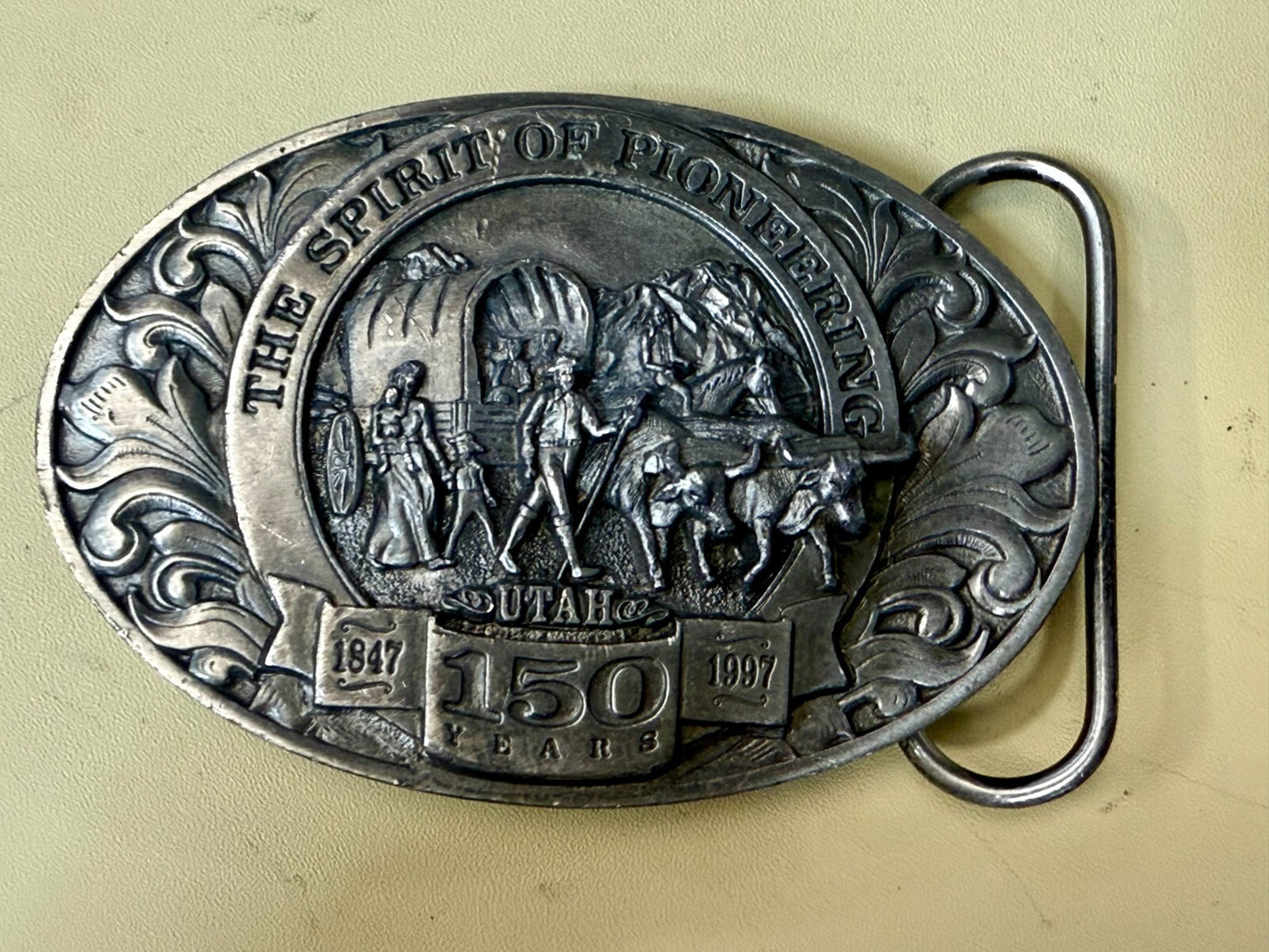 Utah State The Spirit of Pioneering 150 years Vintage Ring Masters Belt Buckle