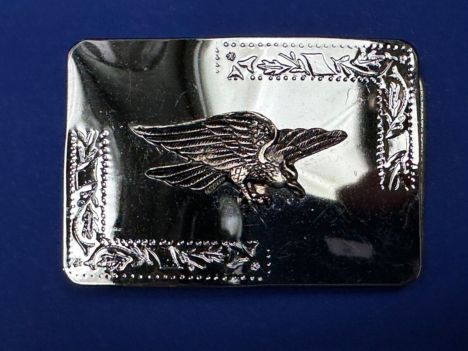 Vintage Hunting Flying Majestic Eagle on western mirrored two tone belt buckle