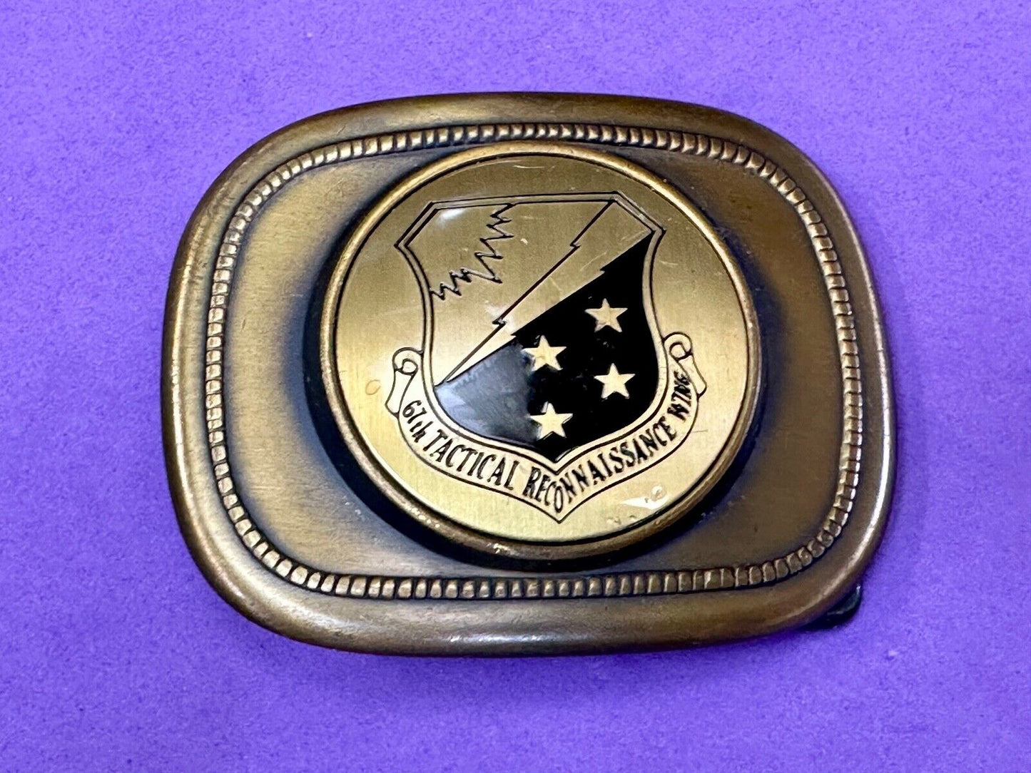67th Tactical Reconnaissance Wing Dress Belt Buckle USAF Lux Ex Tenebris