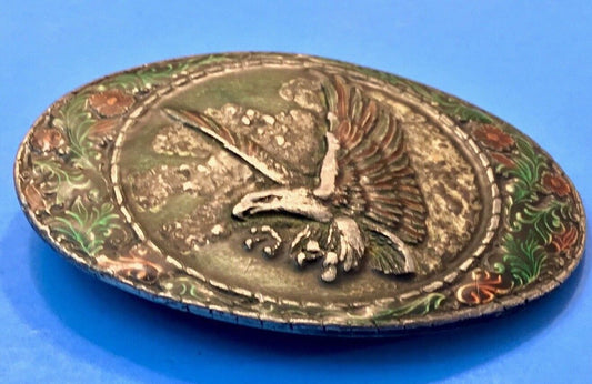 Vintage 1982 Eagle Head Belt Buckle Indiana Metal Craft Western Patriotic Gift