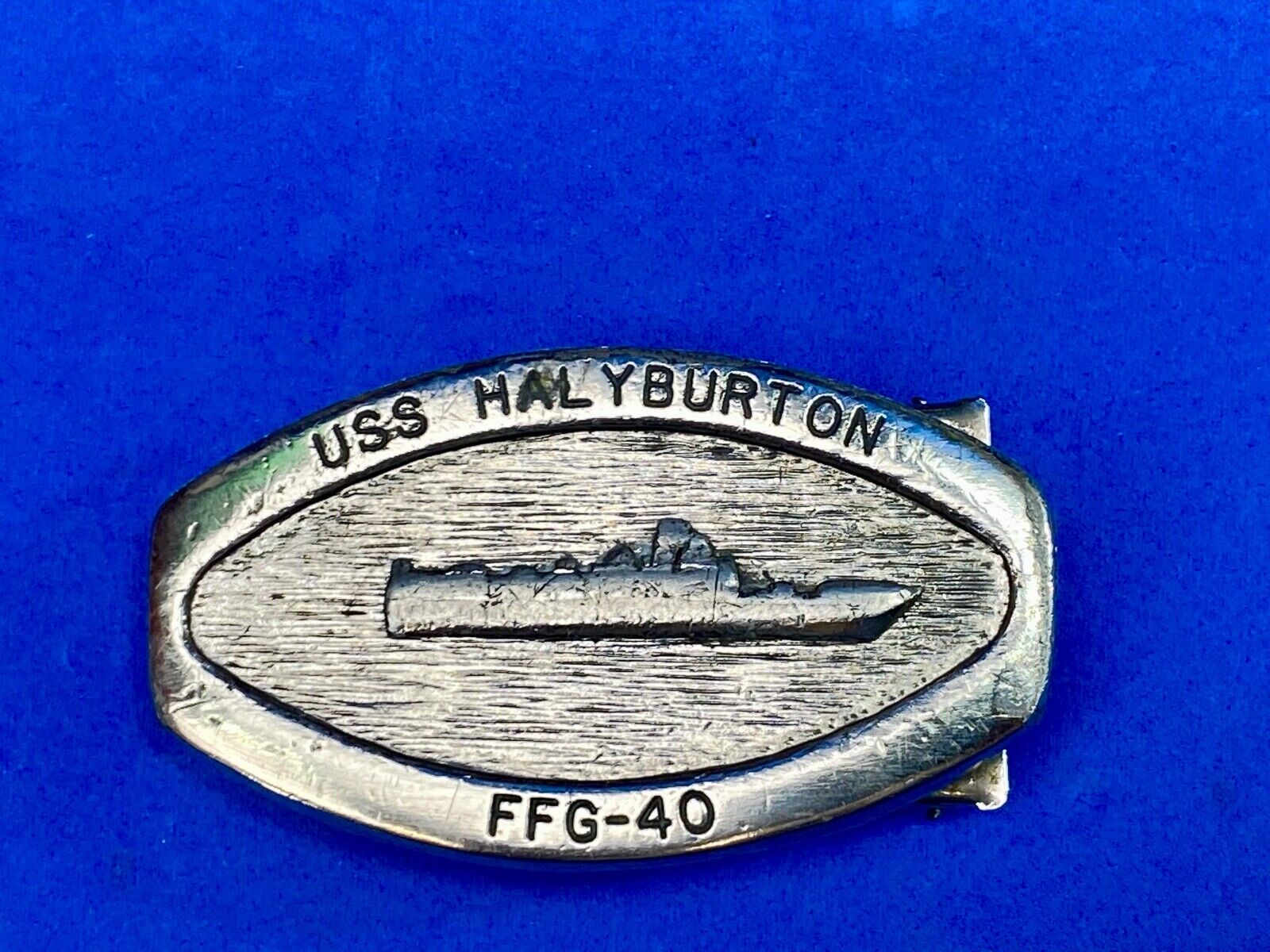 U.S. Navy Uss Halyburton Ffg-40 Oliver Hazard Perry-Class Frigate Belt Buckle