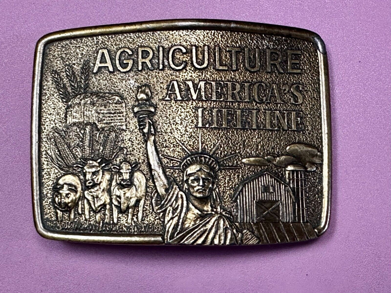 Agriculture America's Lifeline Farming Farmers -Lady Liberty Limited Belt Buckle