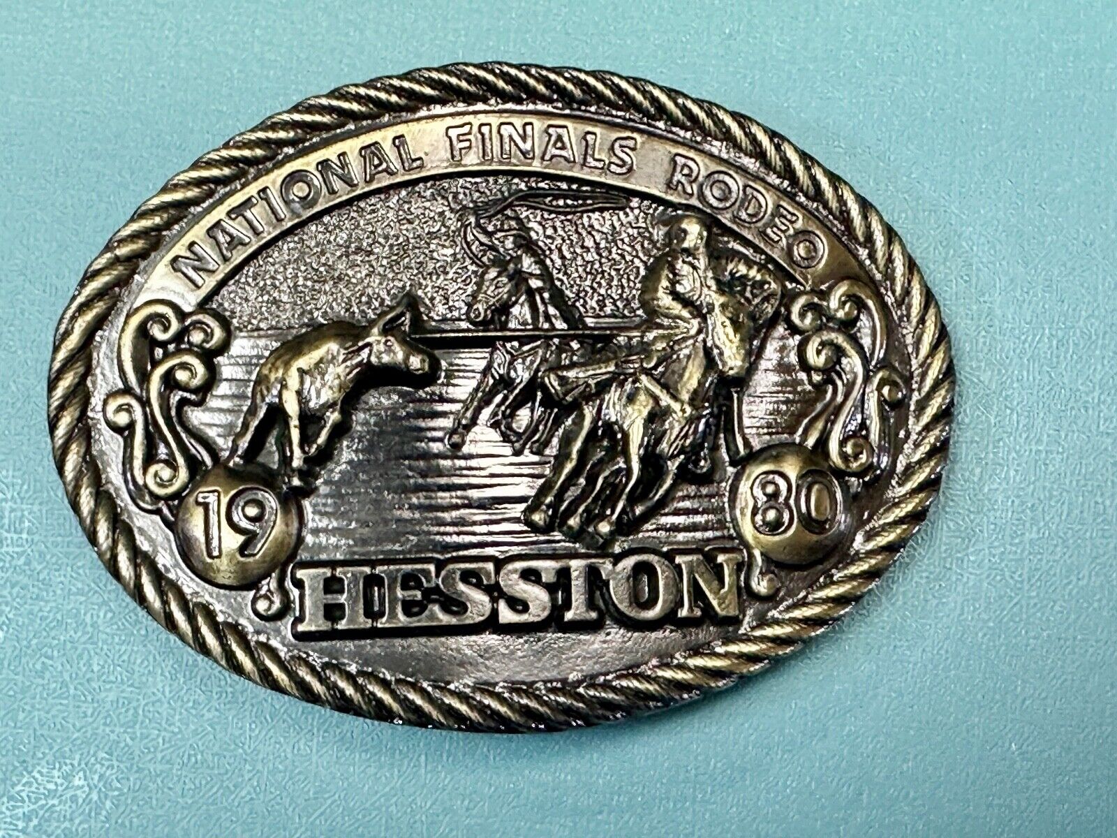 1980 Hesston National Finals Rodeo NFR Limited Edition Collectors Belt Buckle