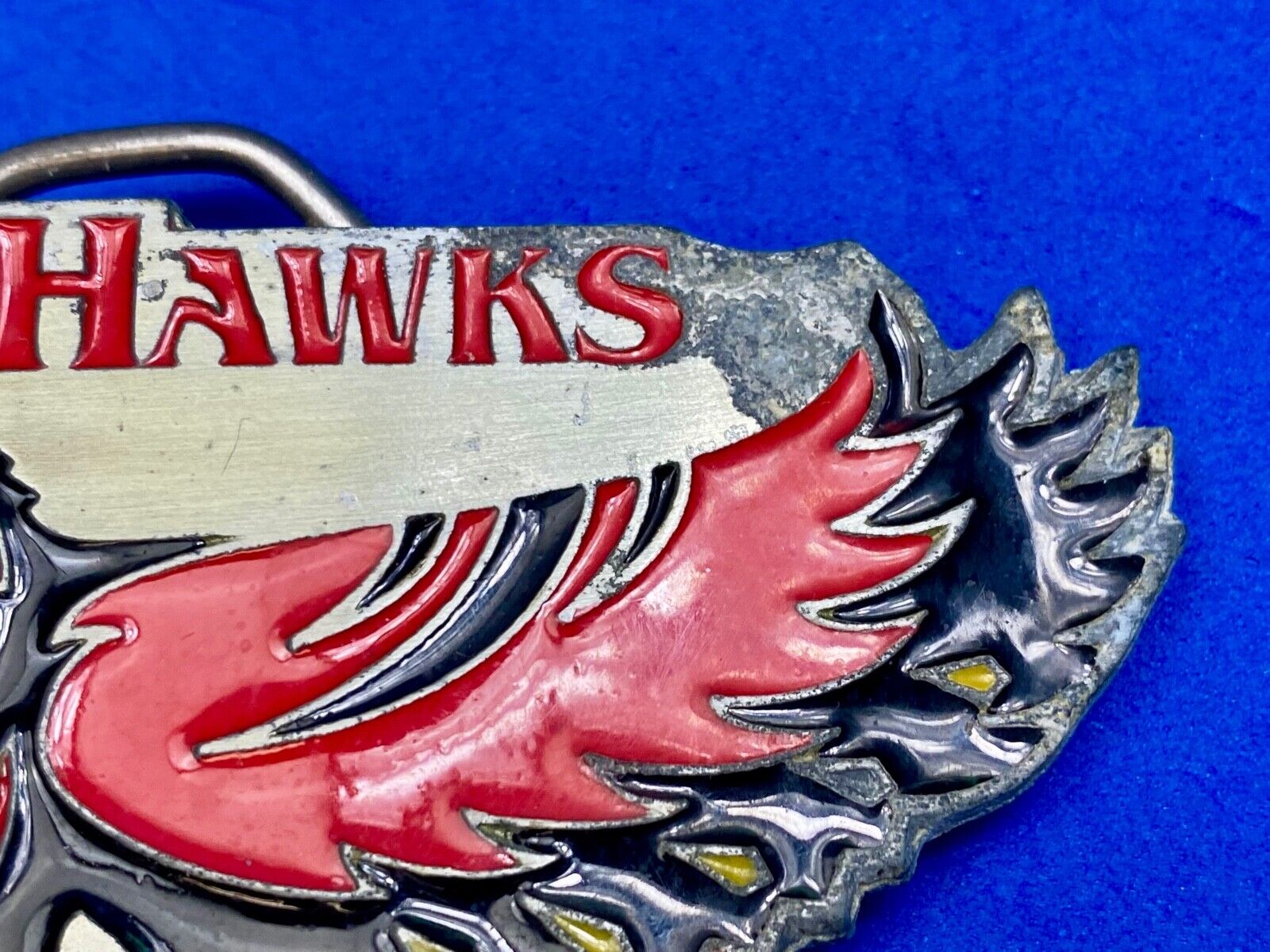 ATLANTA HAWKS LOGO CUT OUT NBA basketball FAN! BELT BUCKLE - some damage 