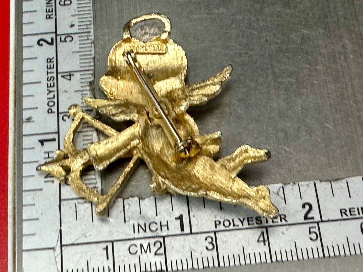 Adorable Angle Cupid w/ blue eyes! Love Arrows Mamselle signed brooch pin