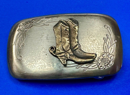 USA made Vintage Cowboy Boots - Western two tone belt buckle