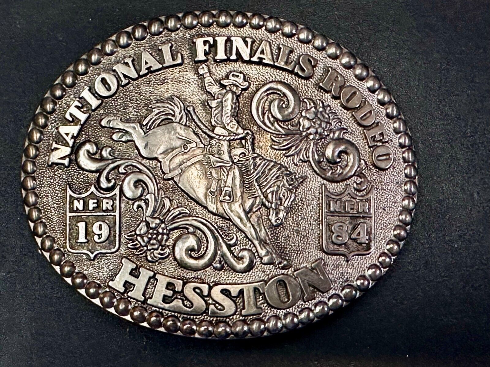 1984 Hesston NFR National Finals Rodeo Cowboys Western Belt Buckle