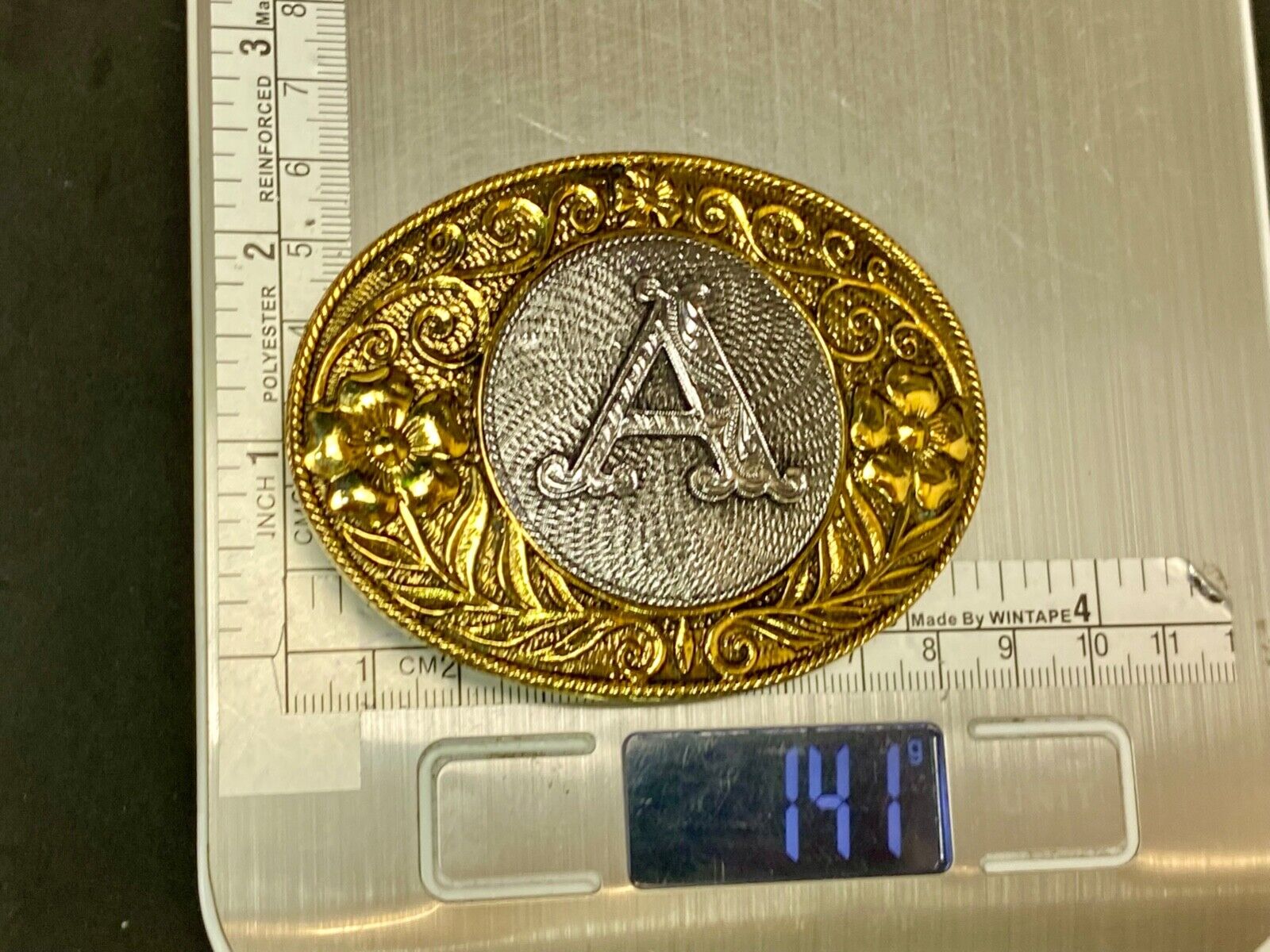 Vintage Letter Initial Monogram A Western Belt Buckle   - E Makers Mark