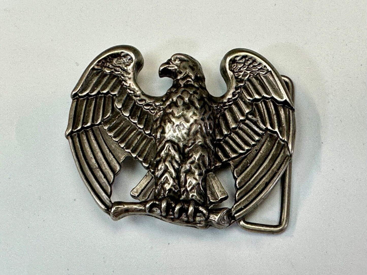 1970s CUT-OUT **BALD EAGLE ON BRANCH** PEWTERTONE PATRIOTIC BELT BUCKLE