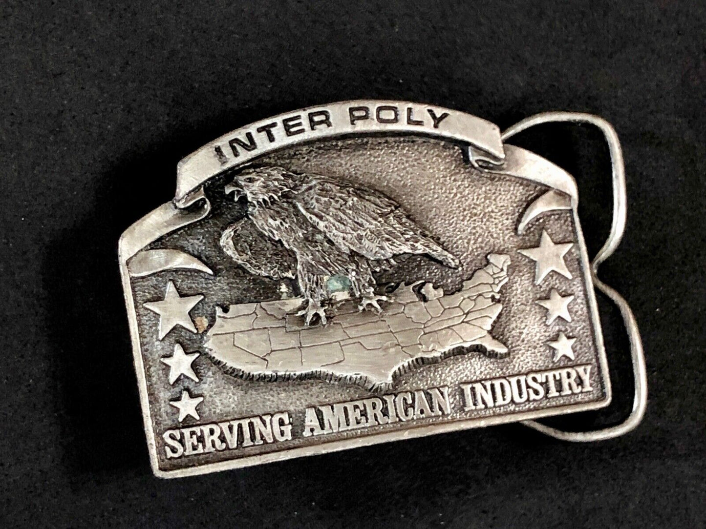 Vintage 1981 Bergamot Inter Poly Serving Americas Industry belt buckle 