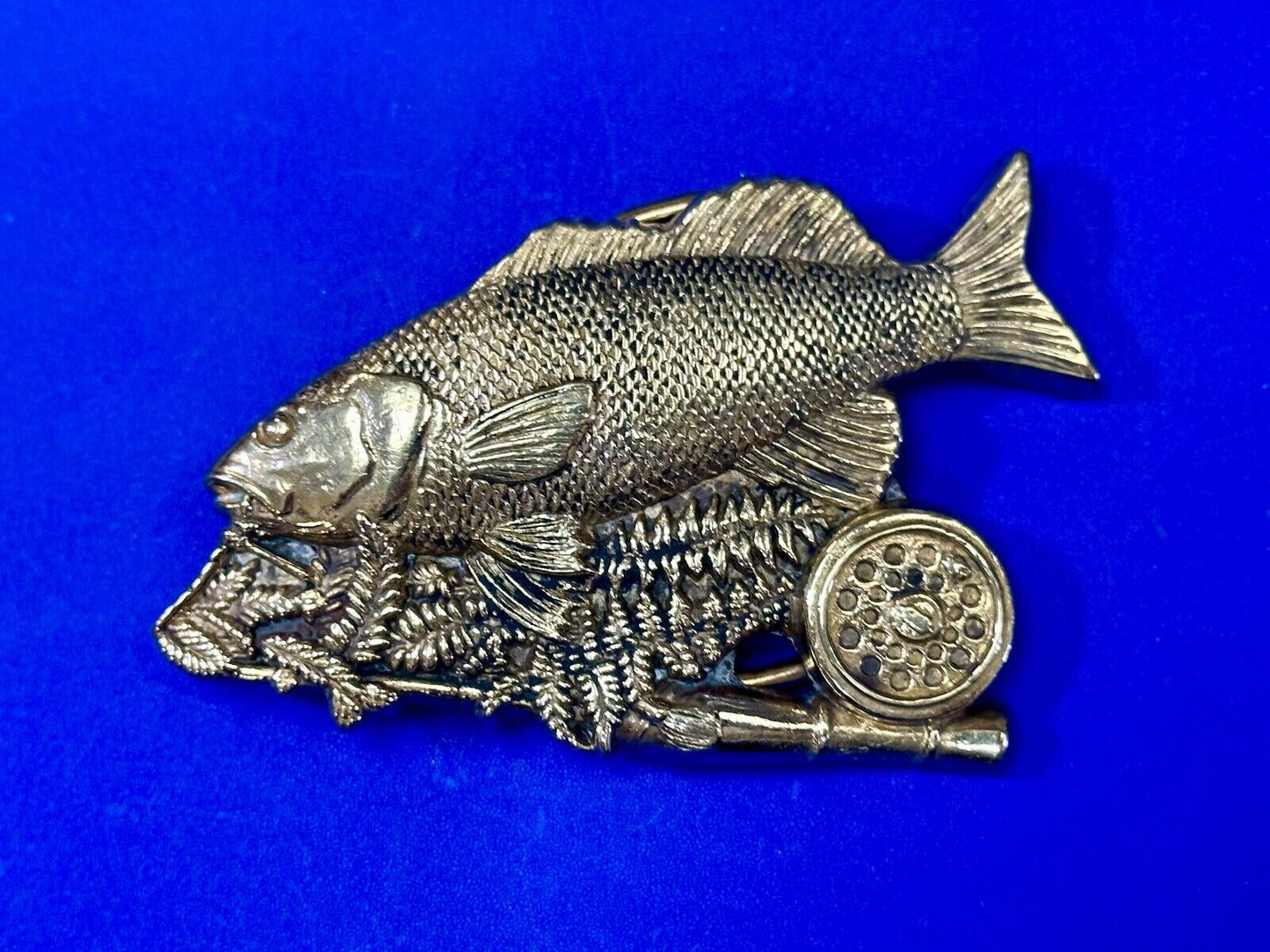 Trout Fishing Cutout sports fish vintage Baron Buckles solid brass belt buckle