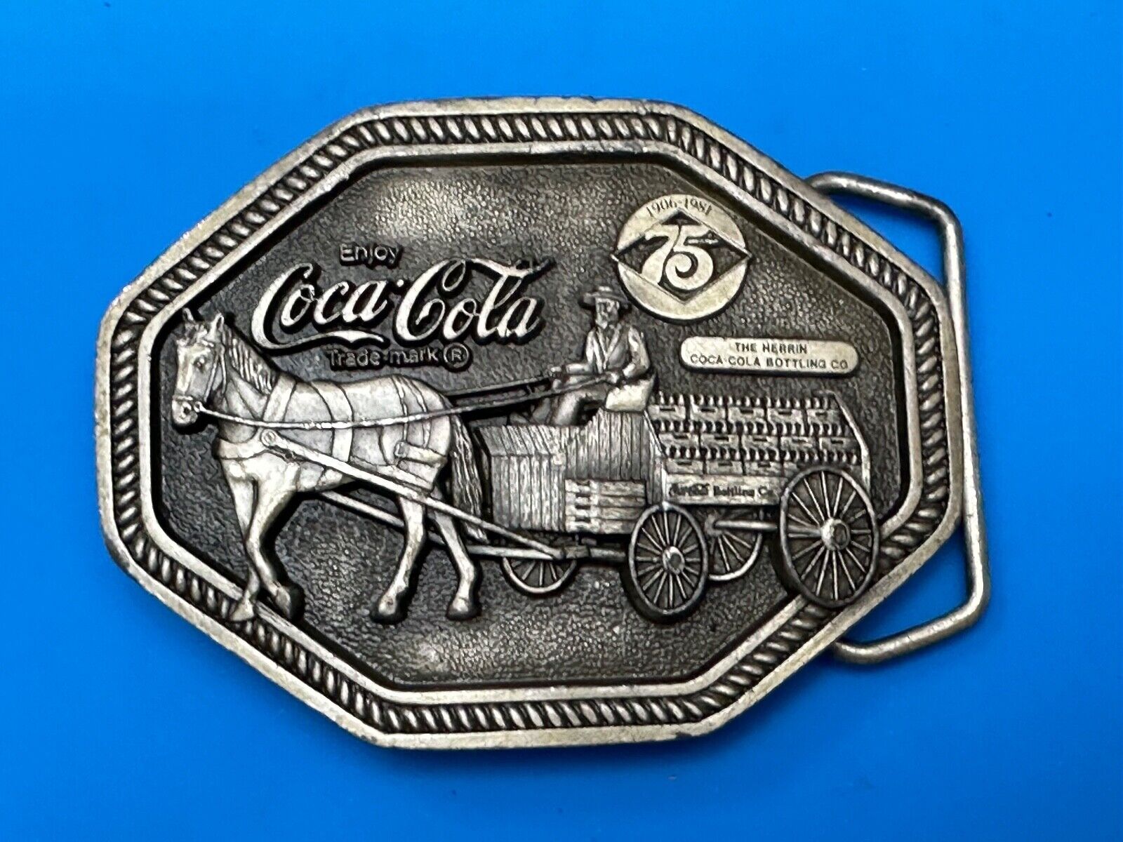 Vintage 1980 Coke a cola Belt Buckle Markatron Inc