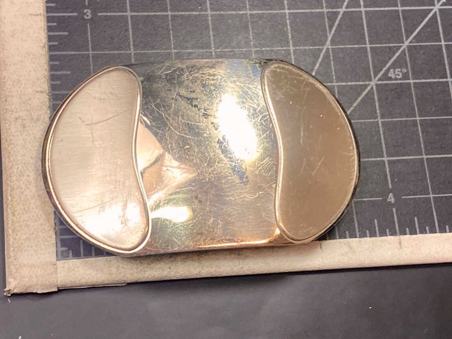 Vintage Justin Boot Co Maker Nickel Silver western belt buckle marked 36