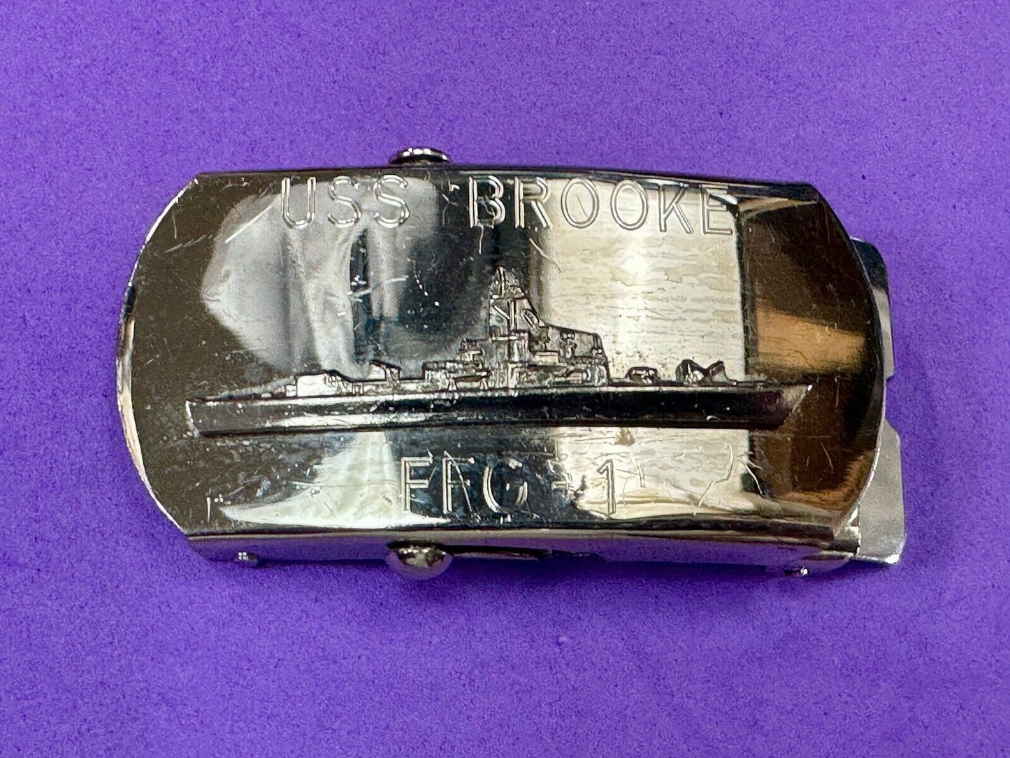 USS Broke FFG  - guided missile frigate United States Navy boat belt buckle