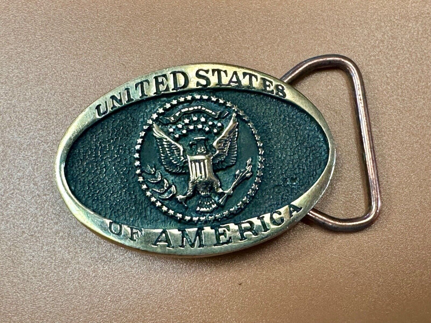 United States Of America USA Emblem, Seal Small Brass Heritage Mint Belt Buckle