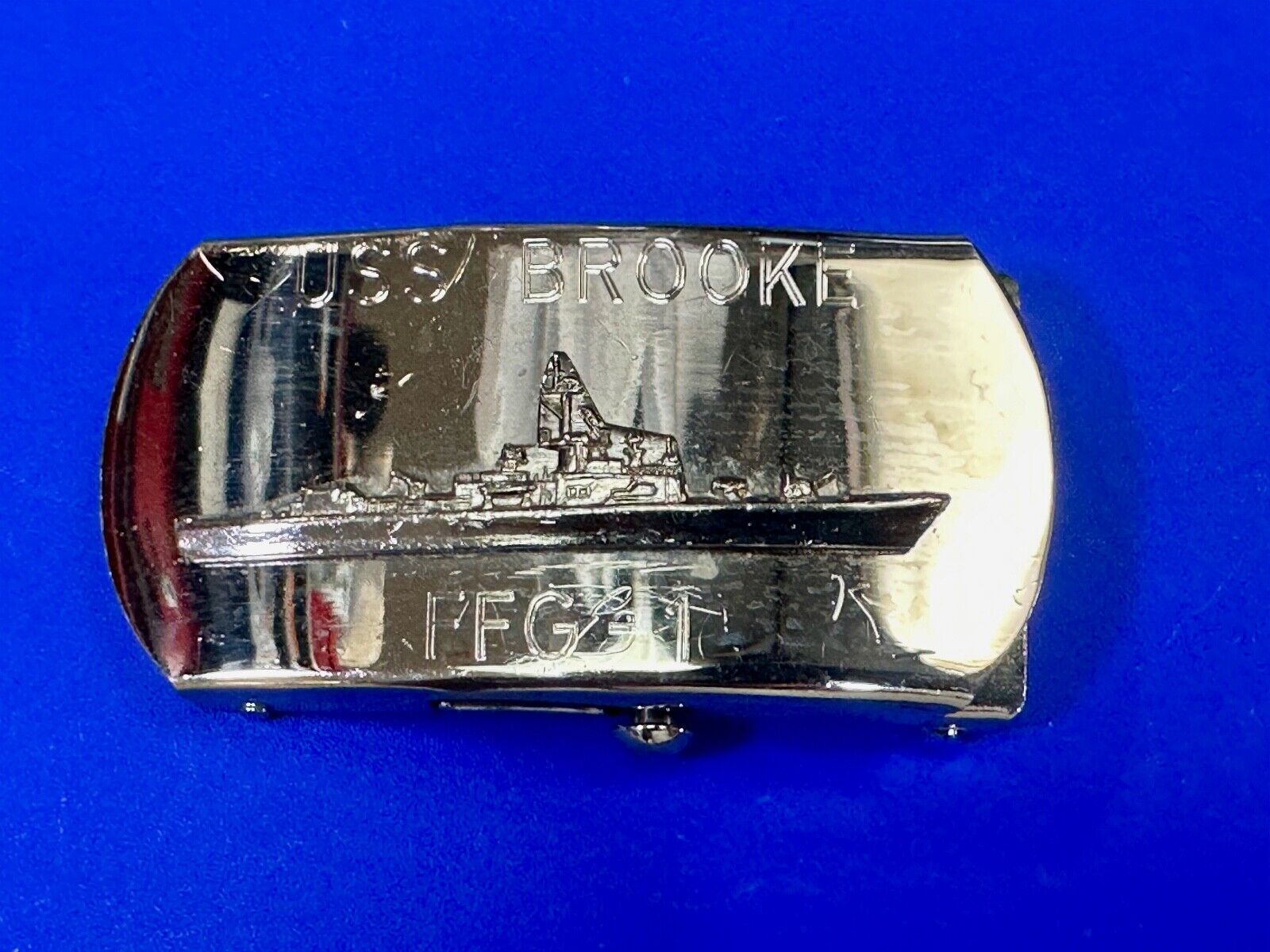 USS Broke FFG  - guided missile frigate United States Navy boat belt buckle