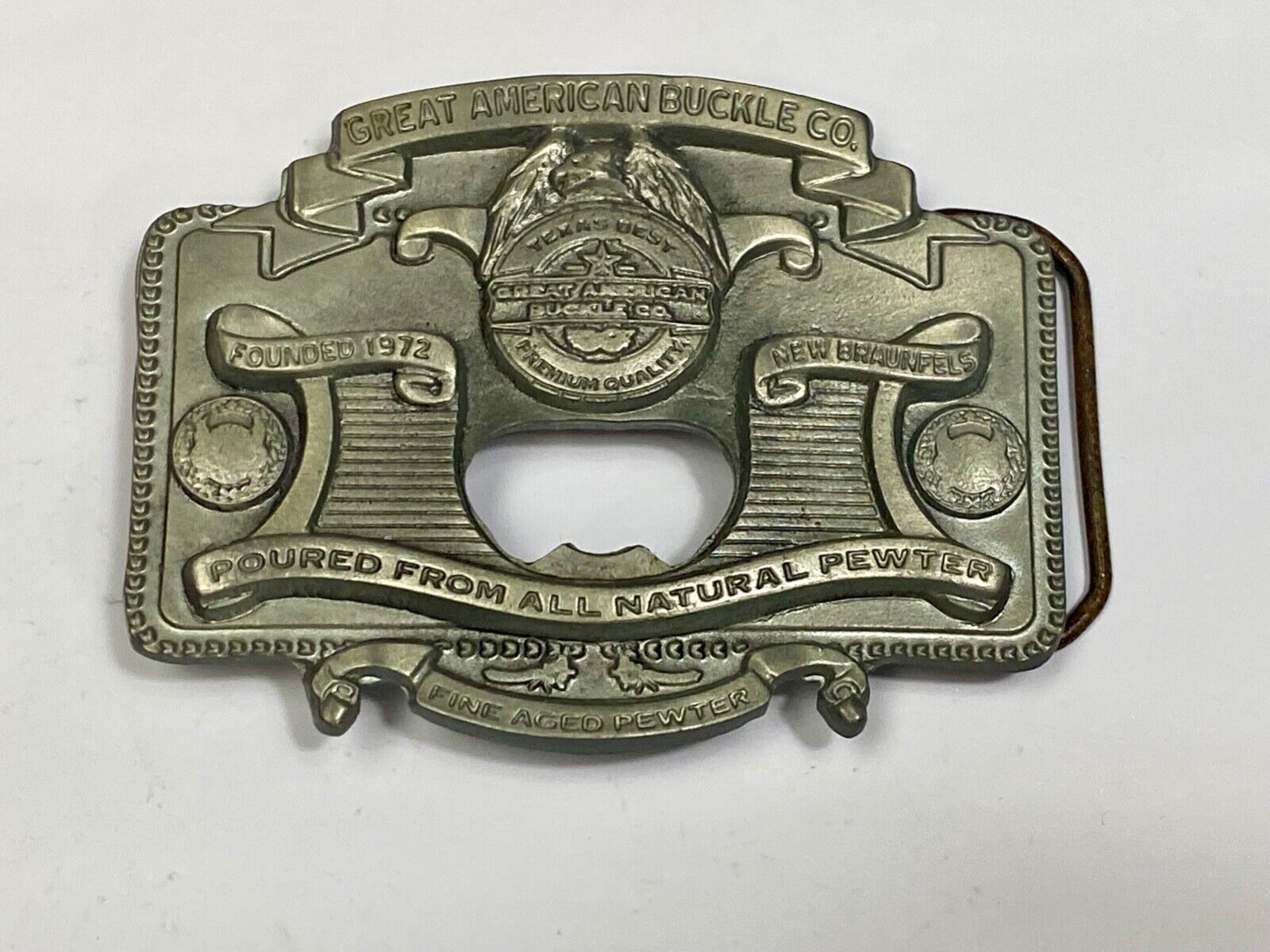 2004 Great American Products Poured From Pewter Belt Buckle & Bottle Opener