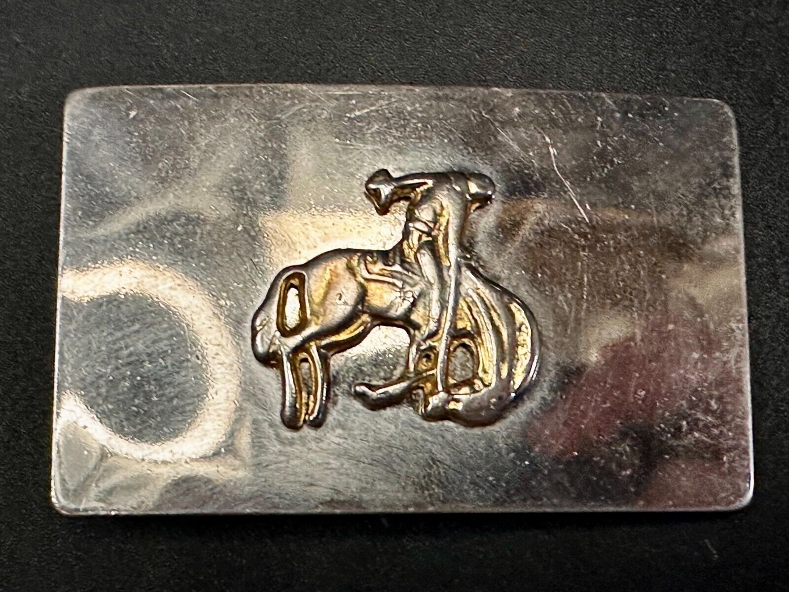 Vintage Cowboy Saddle Bronc Western Reflective Belt Buckle