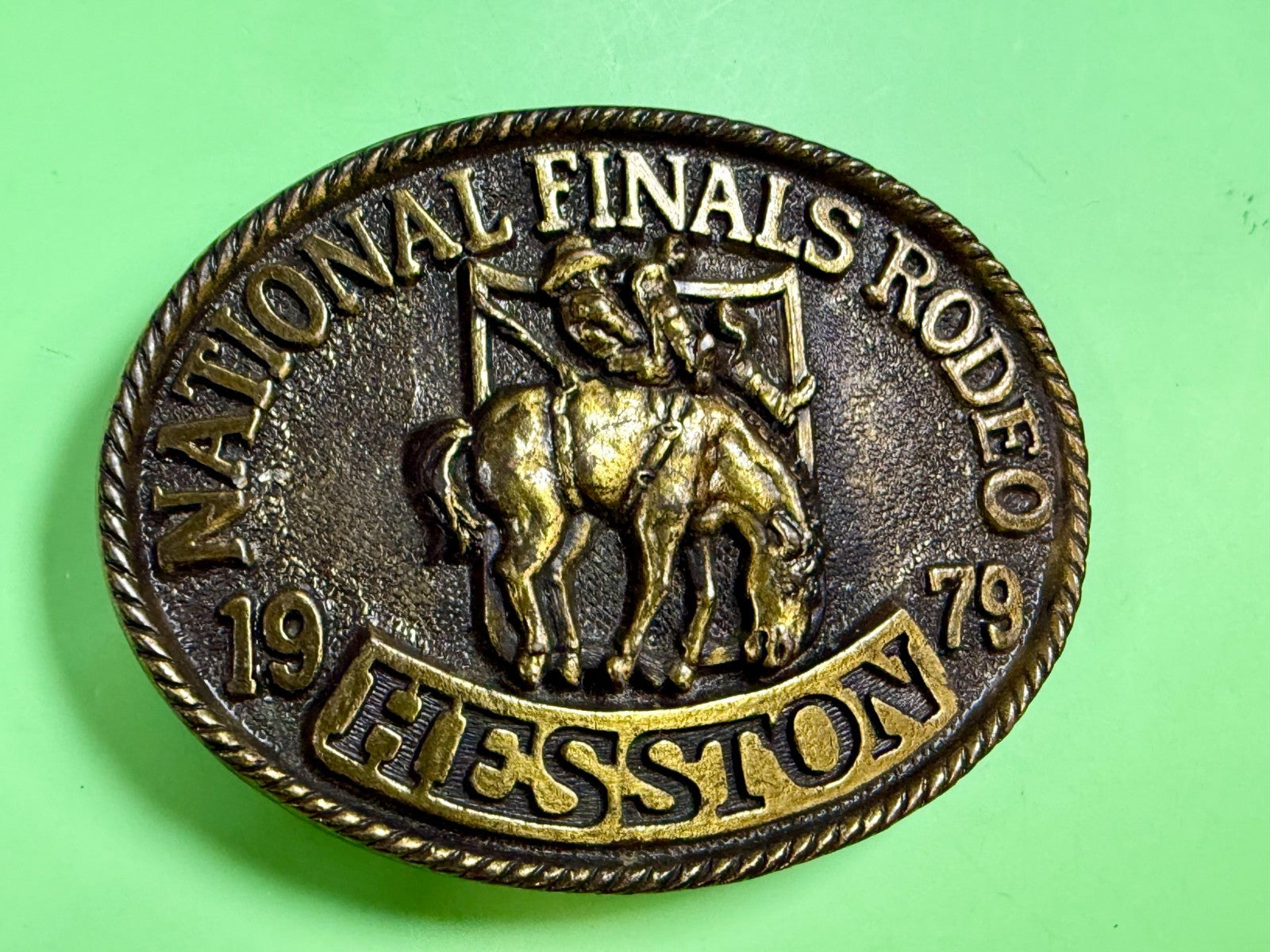 1979 Hesston NFR National Finals Rodeo Cowboys Western Vintage Belt Buckle