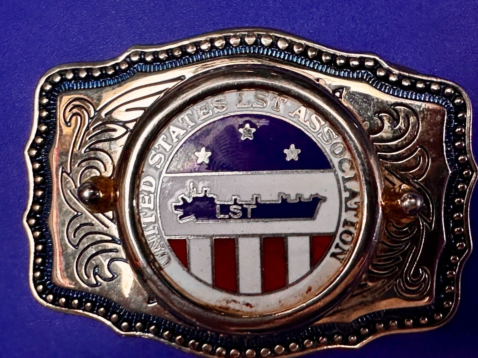 United States LST Association Insert for Coin or Stone Centerpiece Belt Buckle
