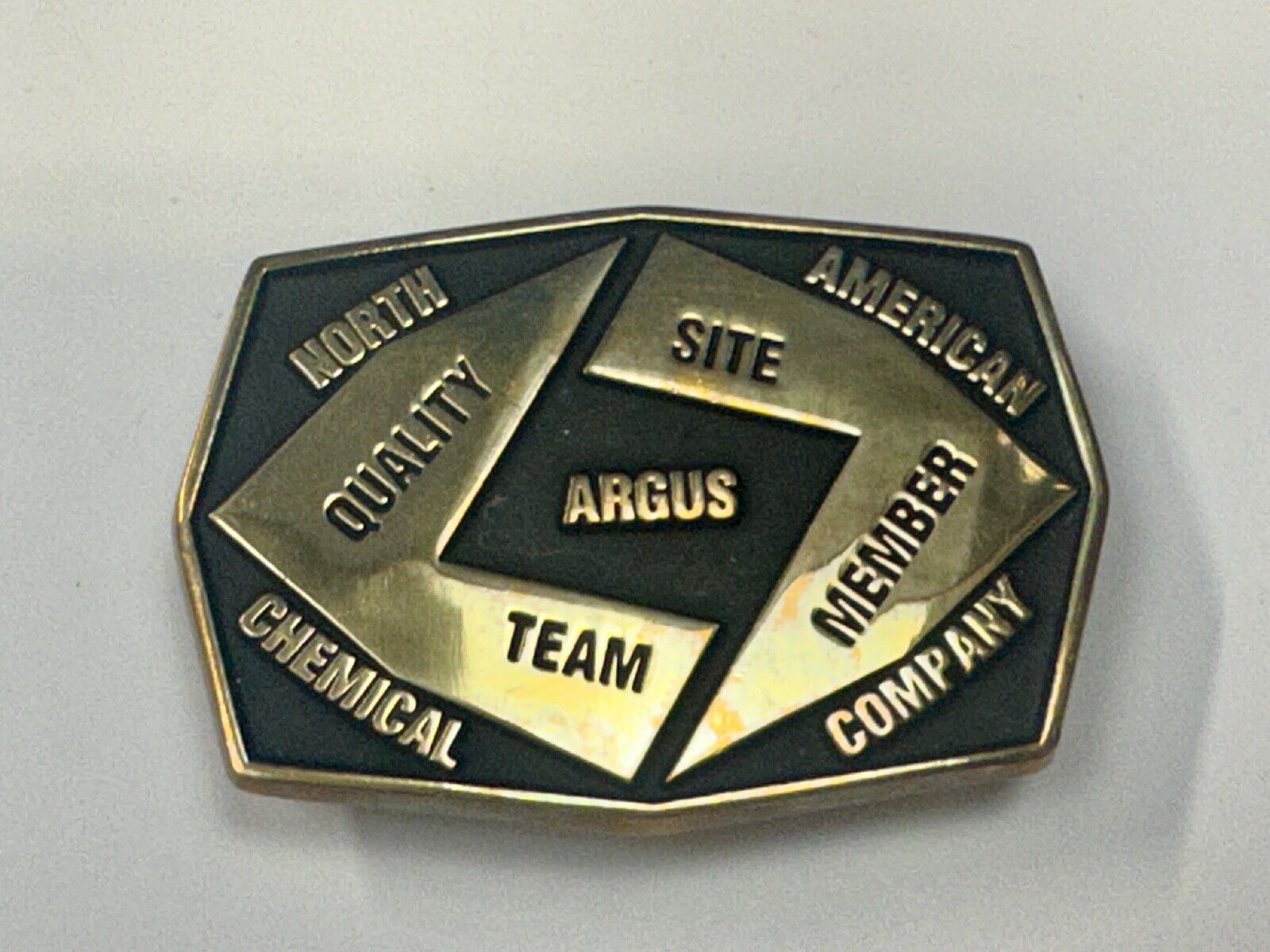 Aegius North American Chemical Company team member brass Anacortes belt buckle