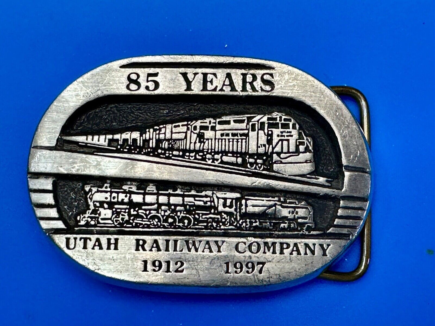 Utah Railway Co Vtg Train Railroad 85 Years - Gary Prazen Sculpture Belt Buckle