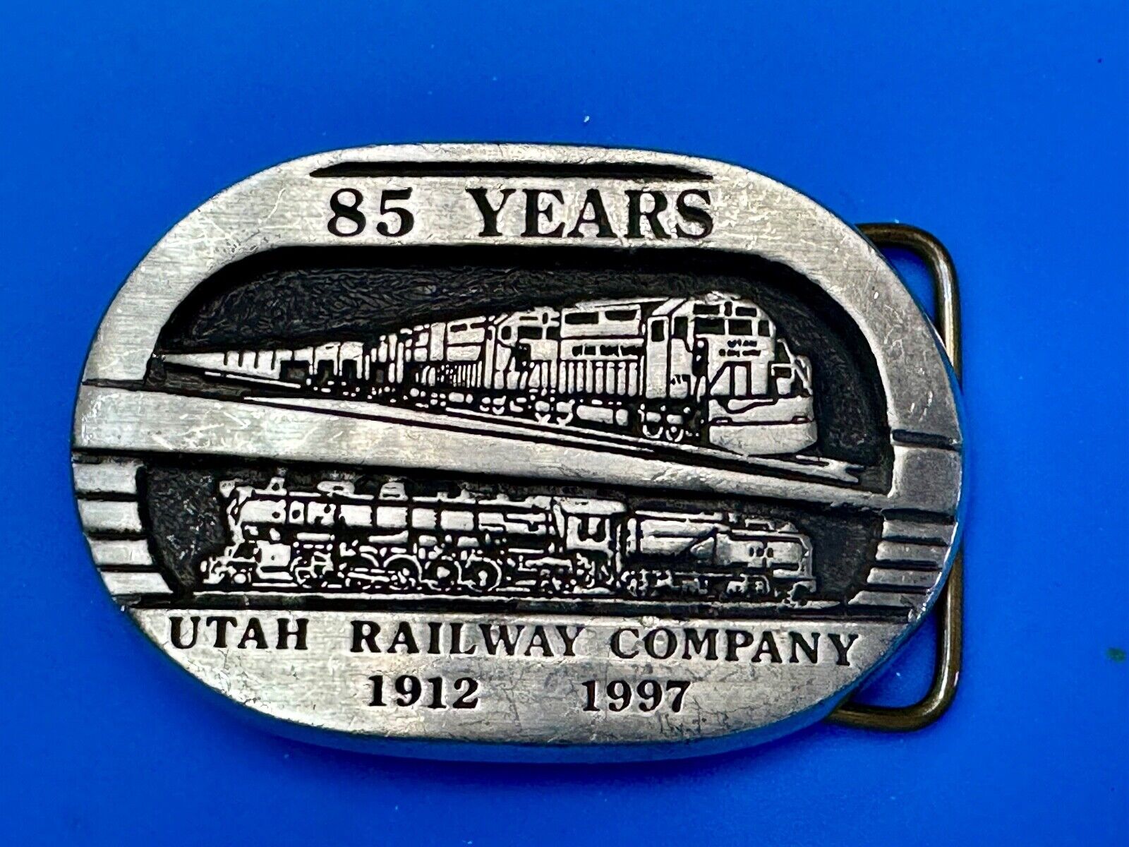 Utah Railway Co Vtg Train Railroad 85 Years - Gary Prazen Sculpture Belt Buckle
