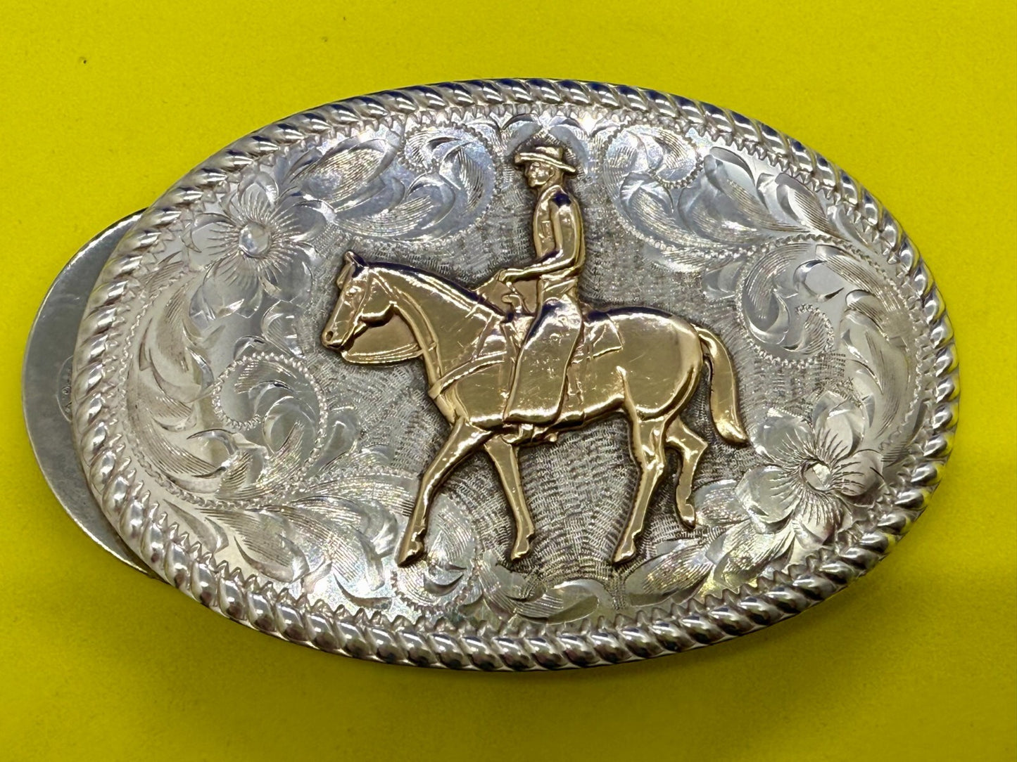 Vintage Diablo Sterling 8 Belt Buckle - Horseback cowboy   BEAUTIFUL