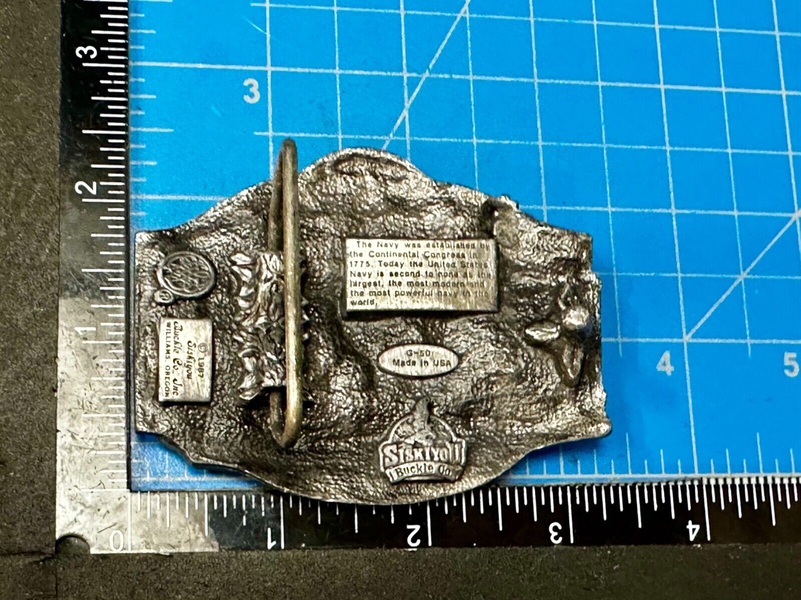 United States Navy Seal Vintage 1987 Commemorative Pewter Siskiyou Belt Buckle