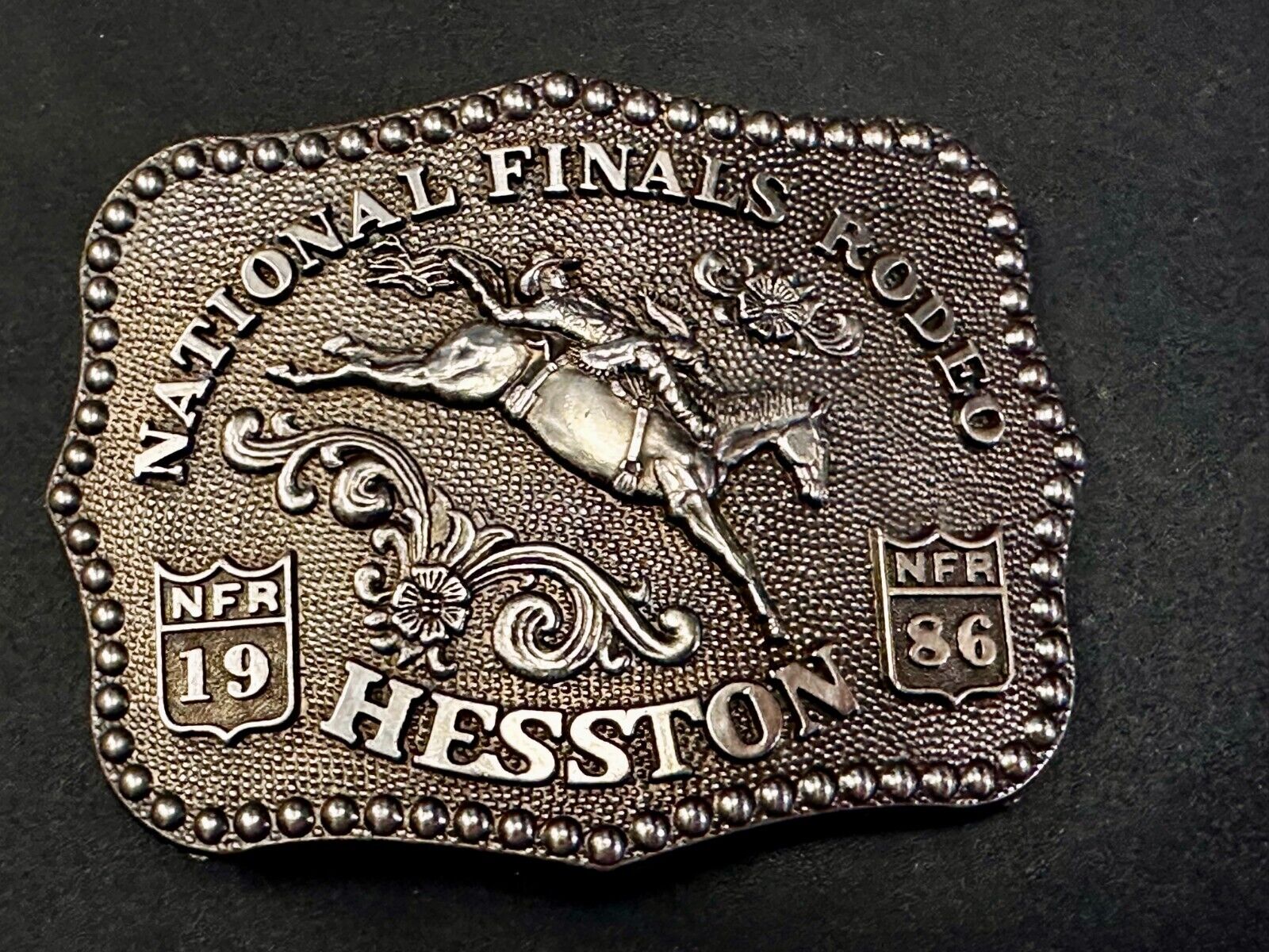 1986 Hesston NFR National Finals Rodeo Cowboys Western Belt Buckle