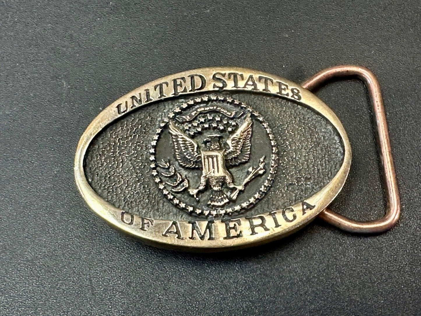 United States Of America USA Emblem, Seal Small Brass Heritage Mint Belt Buckle