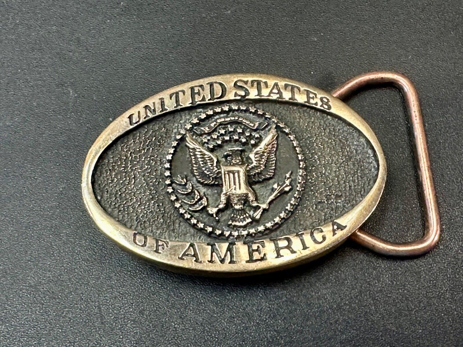 United States Of America USA Emblem, Seal Small Brass Heritage Mint Belt Buckle