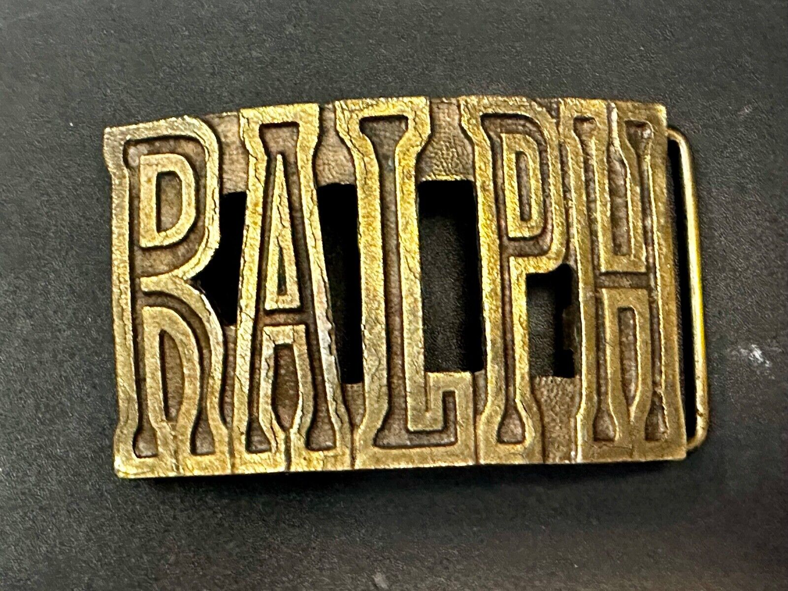 Beautiful Customized Name RALPH Cut-Out Vintage Belt Buckle by THE CHAD - in box