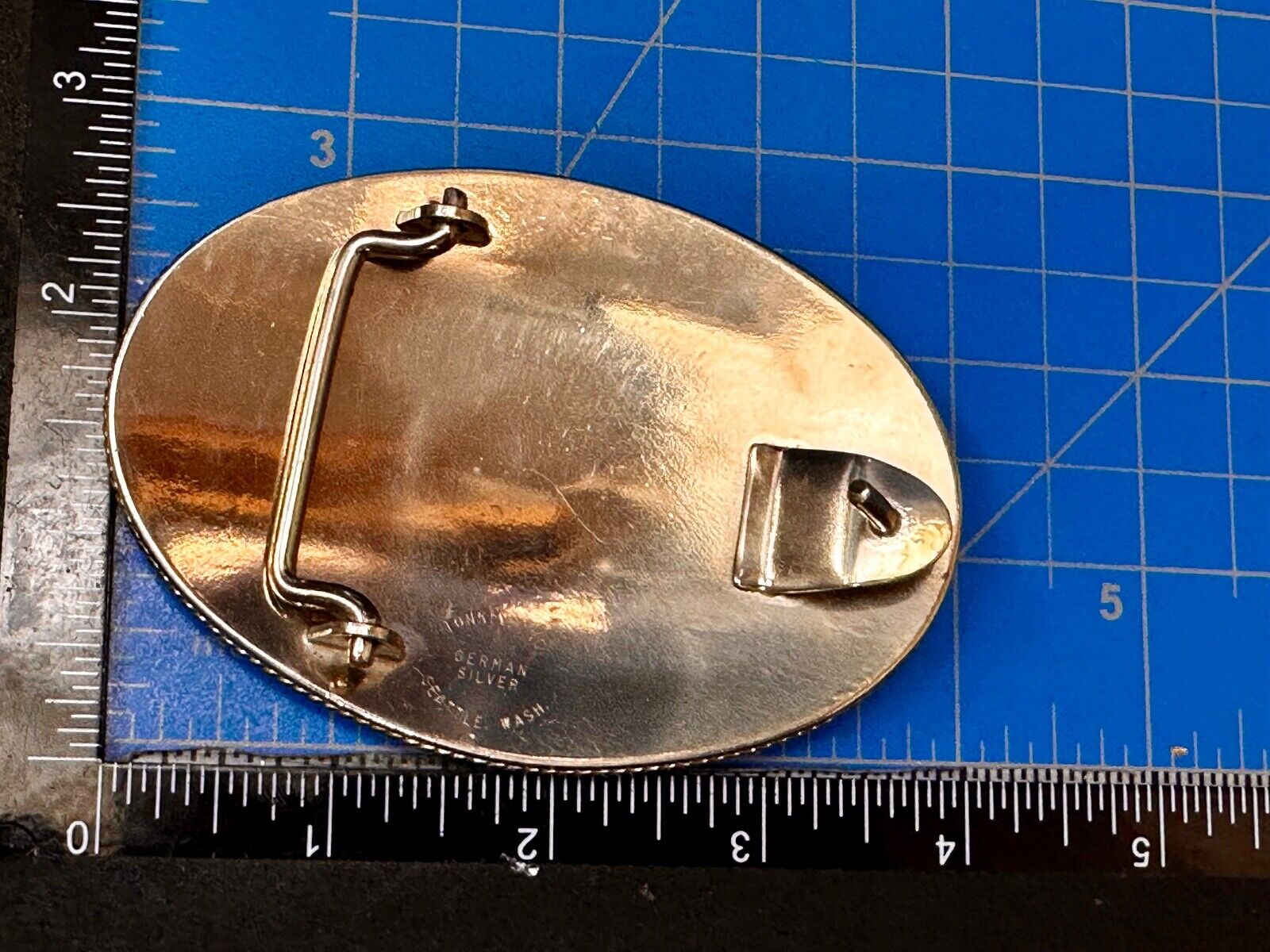 Utility Western Trophy Style Pre Fab Transit Tonkin  German Silver Belt Buckle