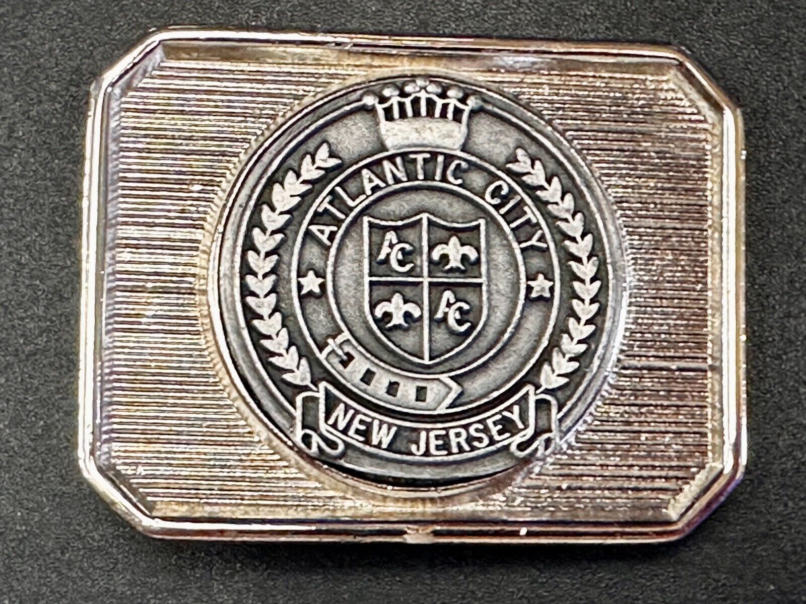 Atlantic City New Jersey State Seal Commemorative Belt Buckle Made in Usa