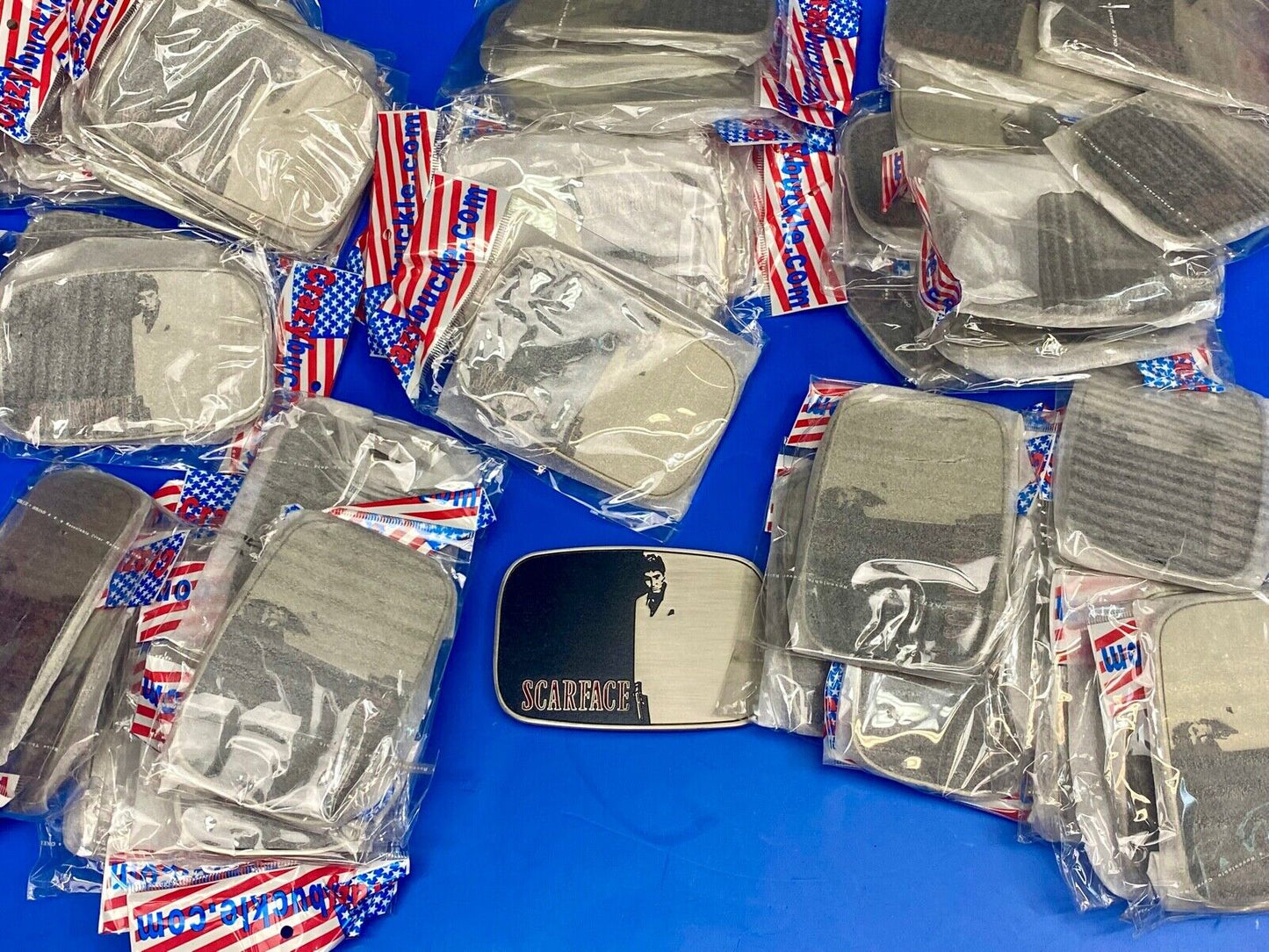 50 Pack!  Bulk lot of Scarface Movie belt buckle -  Resale Lot Grab Bag Project