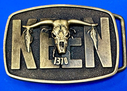 KEEN Country Radio 1370 AM Vintage Belt Buckle San Jose Texas Bull Skull