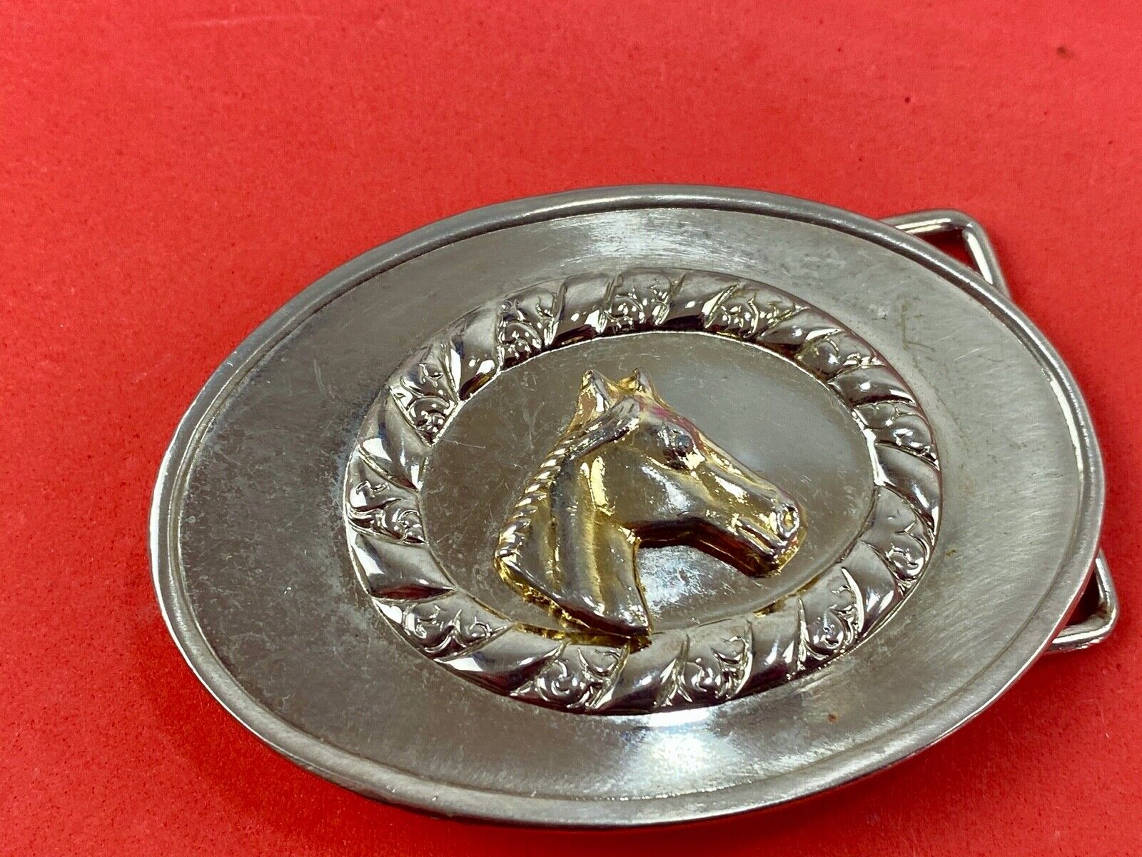 Unique and different  horse bust head western cowboy Oval Shape  belt buckle 