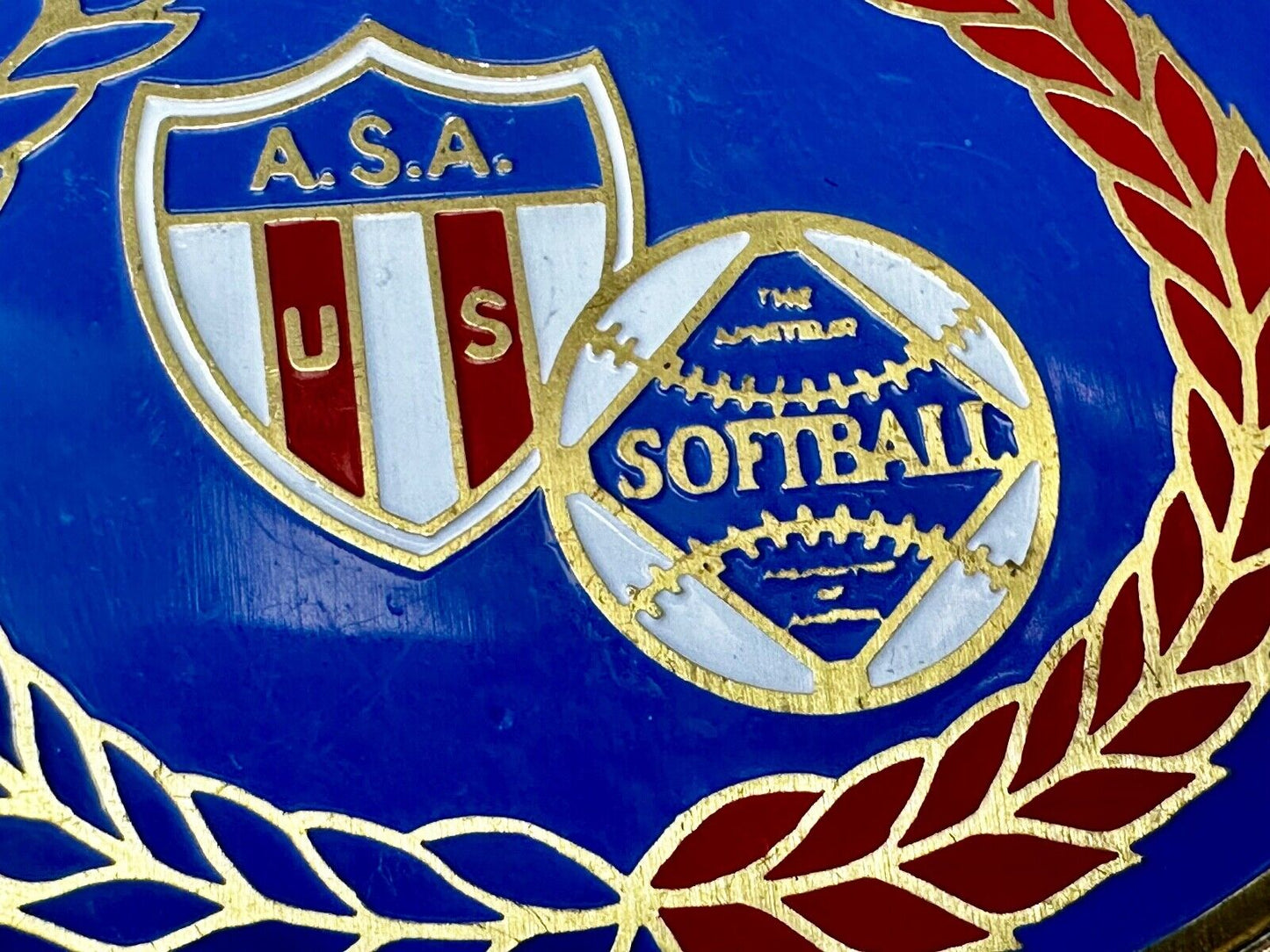 A.S.A. U S Softball Solid Brass Commemorative Collectible Vintage Belt Buckle