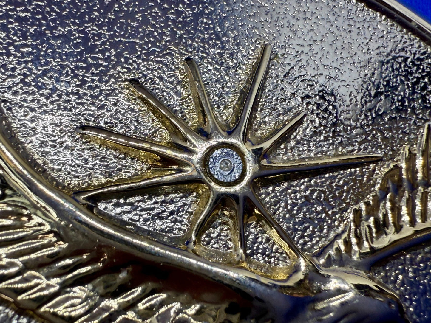 American Bald Eagle Flying Hunting with Patriotic Starburst Vintage Belt Buckle