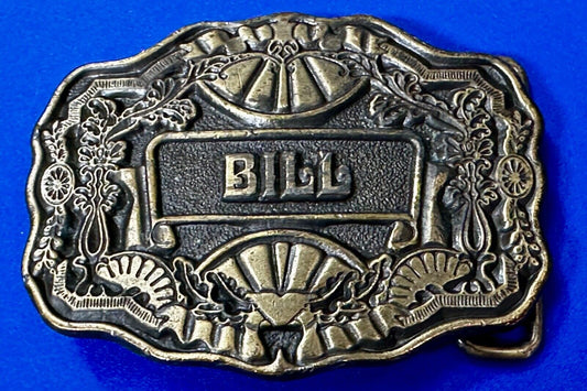Bill.  Custom Name Western framed ornate scroll Belt Buckle by Oden