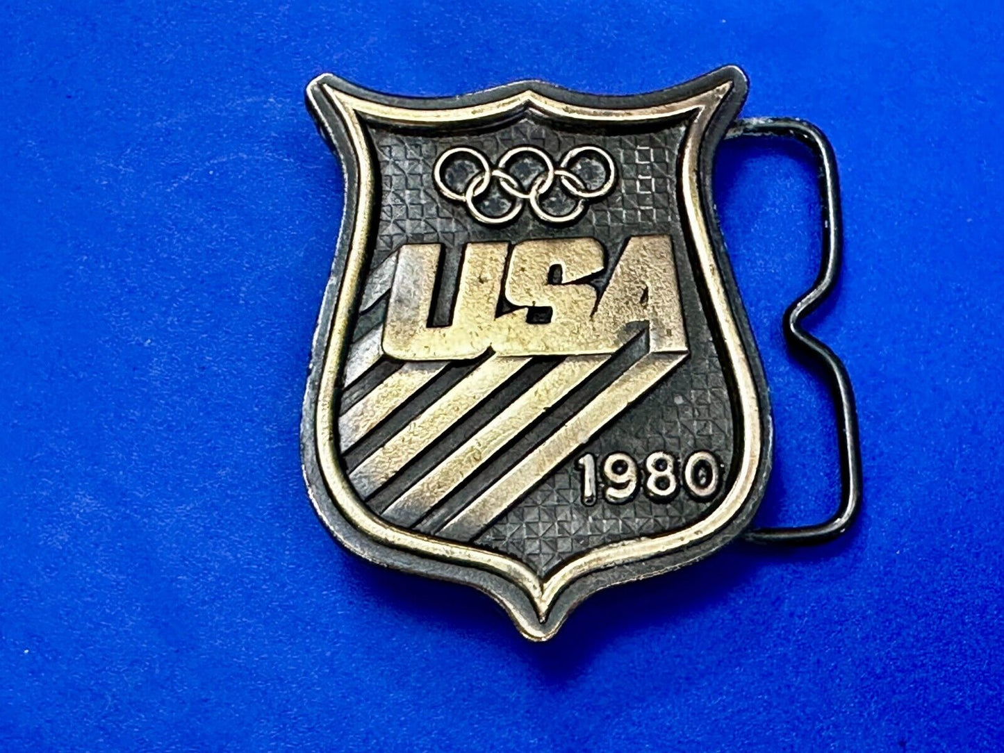 1980 USA Olympic Committee Bergamot Brass Works Vintage Belt Buckle Paul Rollins