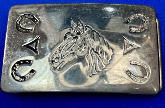 Vintage Chambers Horse head - reflective Horseshoe Branding Symbols Belt Buckle